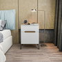 Hanah Home Neva Mesilla de Noche Nogal y Blanco